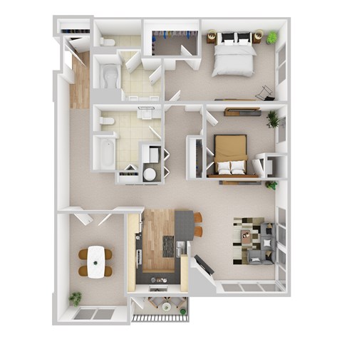 Floor plan for 2 beds, 2 baths, 1515 sqft